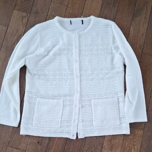 Women's White Textured Sweater